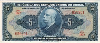 1232 - 5 Cruzeiros Est.1a. - Autografada - C.017 - FE