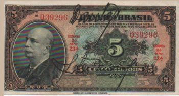 1143 - 5000 Réis 2a.estampa - Banco do Brasil - 2 chancelas - R.203.a - FE