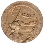 8959 - Cinquentenário do 1º Voo do Mais Pesado que o Ar 1906 -1956 - Ministério Aeronáutica - Bronze - 1956A14B - S