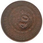 3381 - 80	Réis	1832 - R c/carimbo 40 - dupla batida no anverso - C.755 - MBC