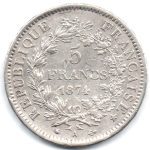 6691 - França 5 Francos 1874 A - Km.820.1 - MBC/S