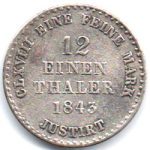 6713 - Estados Alemães 1/12 Thaler 1843 - S - Hannover - Km.194.1 - MBC/S