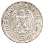 6741 - Alemanha - III Reich 5 Marcos 1936 A - sem suástica - Km.86 - S