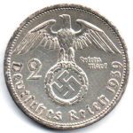 6749 - Alemanha - III Reich 2 Marcos 1939 A - com suástica - Km.93 - S