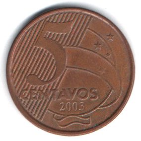 4043 - 5 Centavos 2003 - Reverso horizontal - V.469.b - MBC/S
