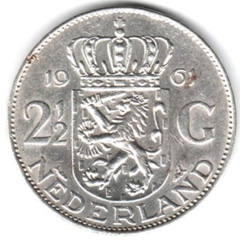 6955 - Holanda 2 1/2 Gulden	1961 - Km.185 - S/FC