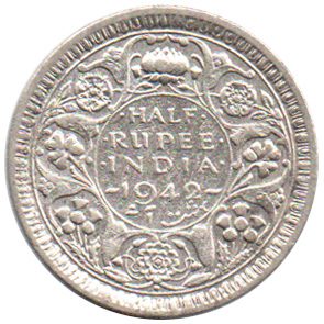 6843 - India Britanica 1/2 Rupia 1942 - George VI - Km.551 - MBC/S