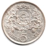6909 - Letônia	5 Lati 1931 - Km.9 - S