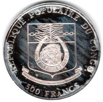 6665 - República do Congo - 500 Francos 1992 - XV Copa do Mundo - Km.11 - FC