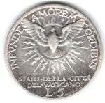 7291 - Vaticano 5 Liras 1939 - Sede Vacante - Km.20 - S