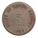7586 - North Borneo 5 Cents	1927 Cupro níquel - Km.5 - MBC