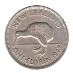 7576 - Nova Zelandia 1 Florin 1947 Cupro níquel - Km.10.2a - MBC/S