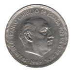 7900 - Espanha 5 Pesetas 1949(49) Níquel - Km.778 - S