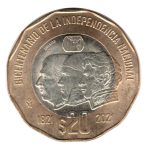 7546 - México 20 Pesos 2021 Bimetálica - Bicentenário da Independência - Km.998 - FC