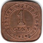 7919 - Straits Settlements - 1 Cent	1920 Bronze - Km.32 - S/FC