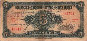 1164 - 5000 réis - Obrigações do Thesouro do Estado de Minas Geraes - 1930 - A.068 - BC/MBC