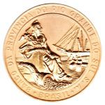 8977 - Centenário do Banco da Província do Rio Grande do Sul * Ed. Sede em Porto Alegre - Bronze Dourado - 1958A11BD - S