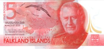 4885 - Falkland (Rei Charles II - polimero - 2025) - 5 Libras - P.W20 - FE