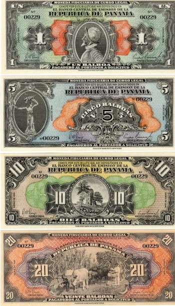 5769 - Panamá (série completa de fac-simile) - 1,5,10 e 20 Balboas - P.22/25 - FE