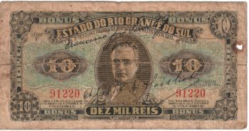 1172 - 10000 Réis  - série F -  Bônus do Estado do Rio Grande do Sul - 1934 - A.097 - BC