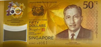 5997 - Singapura (50 anos com Brunei - polímero) - 50 Dolares - P.62 - FE